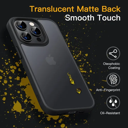 Vista 4 de JETech Funda mate para iPhone 12 Pro Max de 6.7 pulgadas, a prueba de golpes, protección contra caídas de grado militar, cubierta trasera Negro