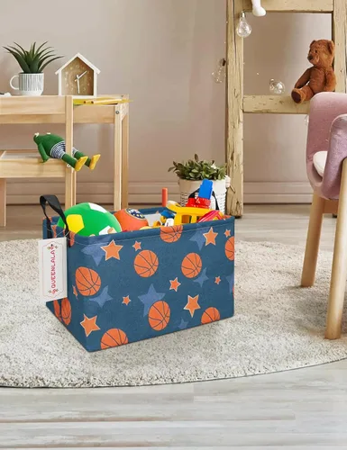 Vista 8 de QUEENLALA Cesta para la colada rectangular, cesta para la ropa sucia plegable para guardería, para organizar/almacenar, cestas para contenedores