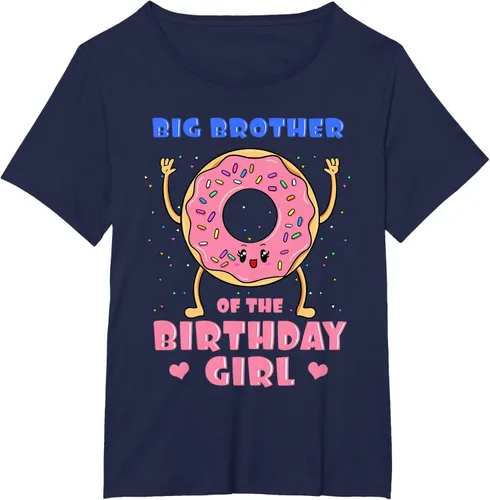 Vista 21 de Big Brother Of The Birthday Girl Donut Bday Party Bro Sib Camiseta, Negro, S