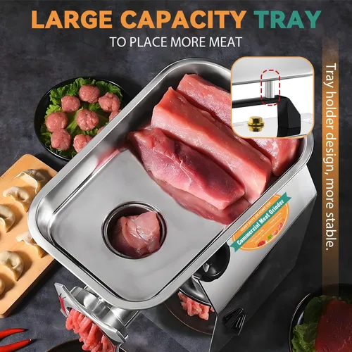 Vista 3 de Newhai Picadora de carne comercial 1.3HP Máquina de pulir carne eléctrica Picadora de carne industrial de alta resistencia Embutidora de salchichas