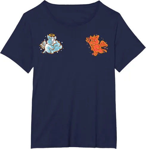 Vista 17 de Camiseta de gato ángel y diablo sentado en tu hombro Nerd Kitten, Negro