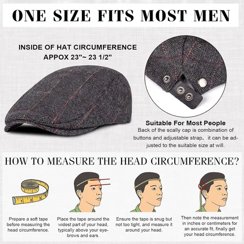 Vista 4 de IMMEE Double2cm 2 Pack Newsboy Cap for Men Adjustable Herringbone Tweed Wool Hats Blend Flat Cap Ivy Cabbie Driving Hat