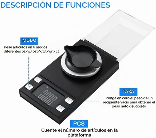 Vista 3 de UNIWEIGH Escala de miligramo 1.76 oz/0.00004 oz,Escala de precisión MG para Negro