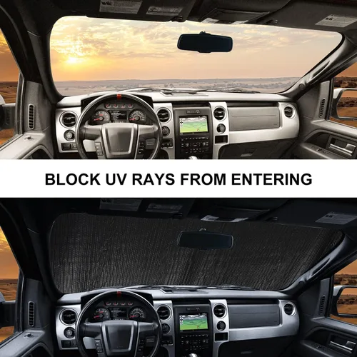 Vista 5 de Jimen Compatible con Ford F150 2009-2014, parasol reflectante para parabrisas de automóvil, protector solar para ventana