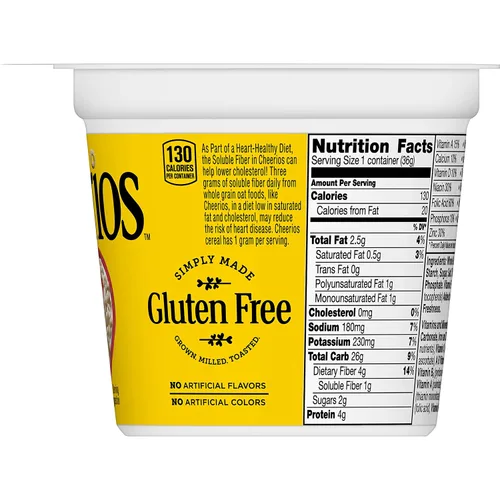 Vista 2 de Original Cheerios Heart Healthy - Vaso de cereales (paquete de 12) y cereal saludable Cheerios Heart, cereales sin gluten con avena integral
