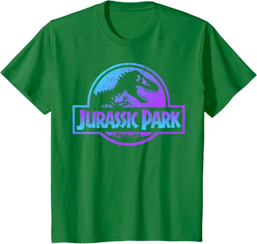 Vista 51 de Jurassic Park Camiseta de manga corta con logotipo Fossil azul y morado Negro