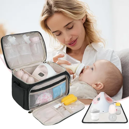 Vista 7 de Bolsa de extractor de leche apta para Spectra S1 y S2, bolsa de bombeo Estuche de transporte con alfombrilla impermeable para accesorios
