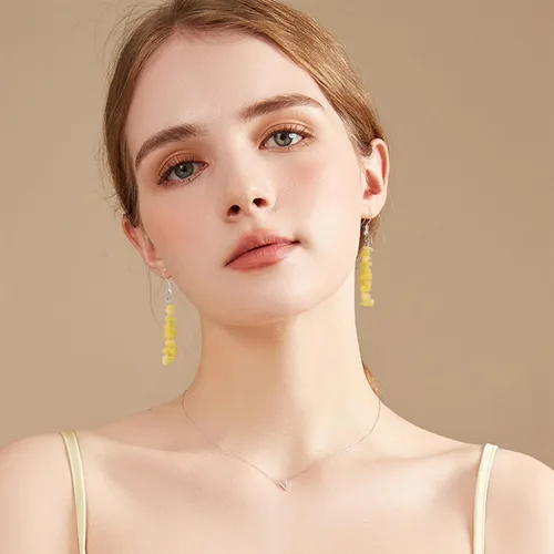 Vista 6 de JIUIQL Aretes de cuarzo de cristal bohemios hechos a mano, únicos y coloridos aretes colgantes de piedra natural para mujeres y niñas, regalos