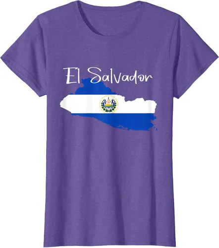 Vista 25 de Camiseta con la bandera de El Salvador, mapa de El Salvador, camiseta de Salvador para mujer