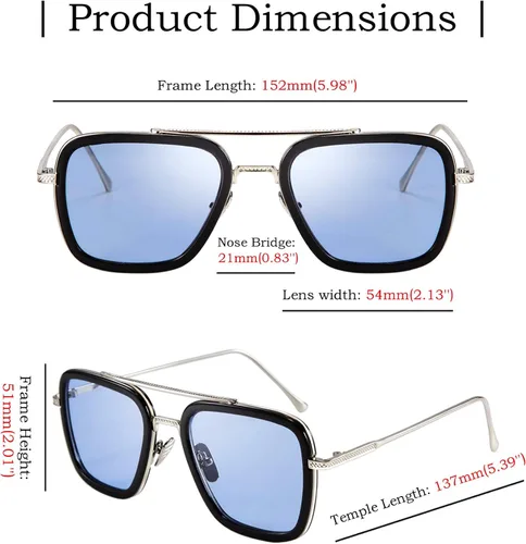Vista 6 de FEISEDY Gafas de sol estilo piloto retro de los años 70, gafas de sol cuadradas para mujer, B2510