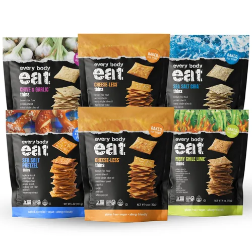 Vista 12 de Every Body Eat Snack Thins, sabor sin queso, vegano, sin gluten y sin lácteos (paquete de 2)
