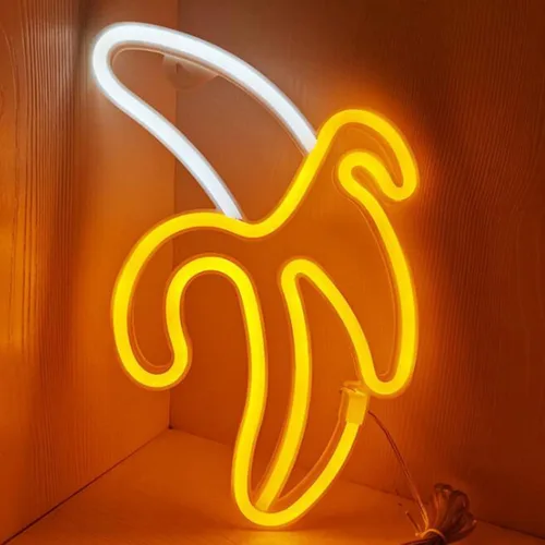 Vista 8 de ENUOLI Letreros de neón de plátano, arte decorativo para fiesta, luz de Plátano colgante 1