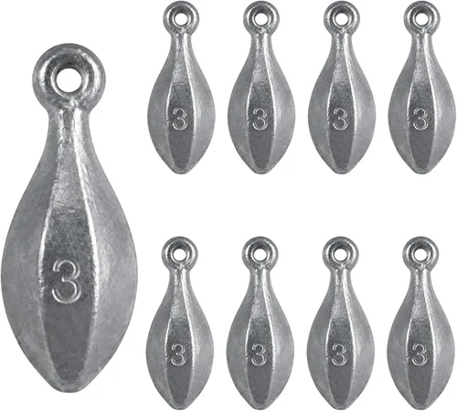 Vista 10 de Pesas de pesca plomadas, plomos de banco con forma de lágrima y ojal 6 piezas-4oz