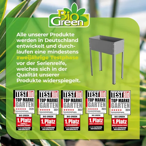 Vista 6 de Bio Green Freising-L - Cama de jardín elevada de metal con drenaje Pequeña maceta galvanizada y con recubrimiento de polvo para exteriores