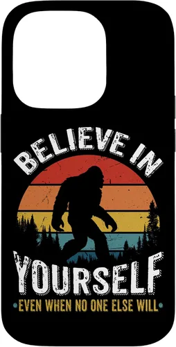 Vista 17 de Funda inspiradora para iPhone 16 Believe in Yourself Retro Bigfoot Sasquatch