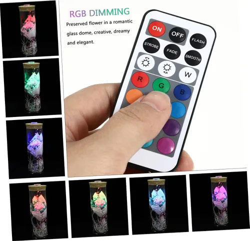 Vista 9 de Amosfun Lámpara de botella eterna de clavel rosa real preservada con control remoto LED luz nocturna deseando para Navidad Año Nuevo