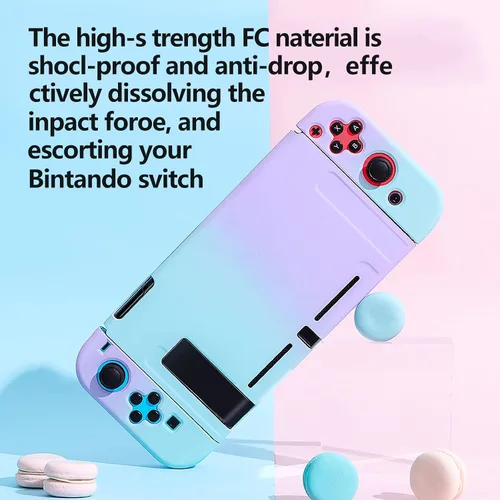 Vista 4 de MYCHEER Funda compatible con Nintendo Switch, material de PC Macaron sólido esmerilado cubierta protectora accesorio creativo, anti-caída separable