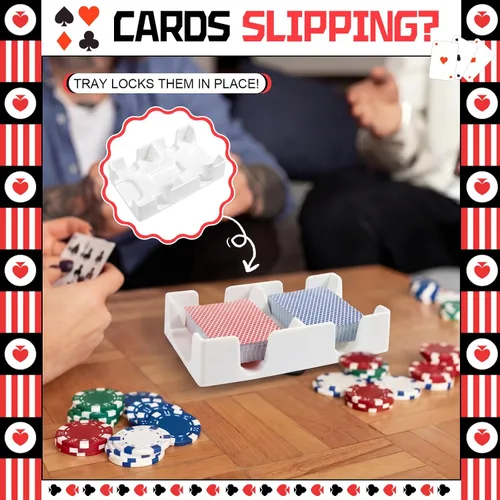 Vista 4 de Tarjetero para jugar a las cartas, giratorio 360, 2 cubiertas Blanco