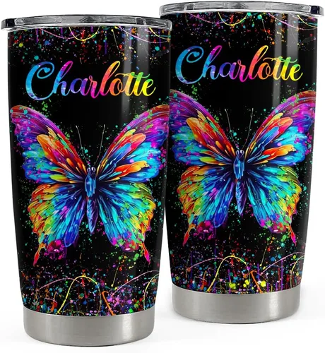 Vista 15 de SANDJEST Vaso personalizado de gato negro con texto en inglés «Just A Girls Who Loves Cat», vasos de 20 onzas y 30 onzas con tapa, regalo