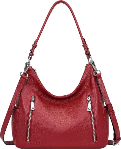 Vista 8 de Over Earth Monederos de cuero genuino Bolso de hombro tipo hobo mediano 01-Negro