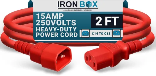 Vista 37 de IronBox Electric - Cable de Alimentación C14 a C13 de Servicio Pesado, 15A, 250V, Cable de Extensión para Computadora 14/3 AWG - Cables