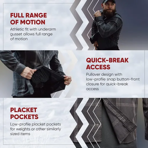 Vista 3 de Vertx Men's Guardian, Long Sleeve Stretch with Pockets, Concealed Carry Outdoor Work Shirts, Tactical Operations Gear