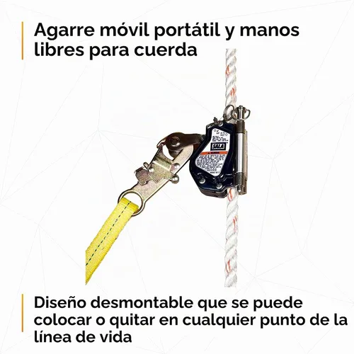 Vista 4 de 3M DBI-SALA Lad-Saf manos libres móvil de acero inoxidable y cuerda termoplástica Grab