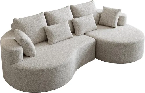 Vista 4 de Sofá Sillones de tela de felpilla de 105 pulgadas, sofá para sala sin montaje, sofás para sala con espuma de alta resistencia para espacios vitales