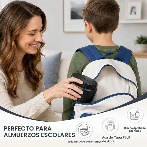 Vista 7 de Tarro para niños de 13.5 oz para alimentos calientes, tarro de alimentos aislado al vacío con tapa de hebilla, contenedor de almuerzo aislado