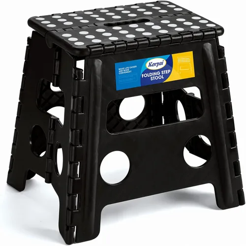 Vista 14 de Korpai Taburete plegable de 9 pulgadas para adultos, niños, taburetes plegables antideslizantes con mango portátil, taburete plegable de plástico