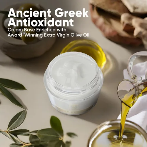 Vista 2 de Crema de día antienvejecimiento, enriquecida con aceite de oliva, argán, polifenoles de jugo de uva y ácido hialurónico reticulado, une el agua 50