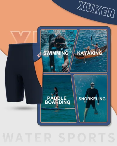 Vista 4 de XUKER Pantalones cortos de neopreno para mujeres y hombres, pantalones de neopreno de 0.118 in para deportes acuáticos, piscina, natación