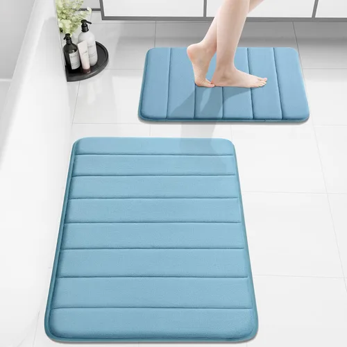 Vista 53 de Buganda Juego de 2 alfombras y tapetes de baño de espuma viscoelástica, lavables a máquina, suaves, antideslizantes, absorbentes, para baño, ducha