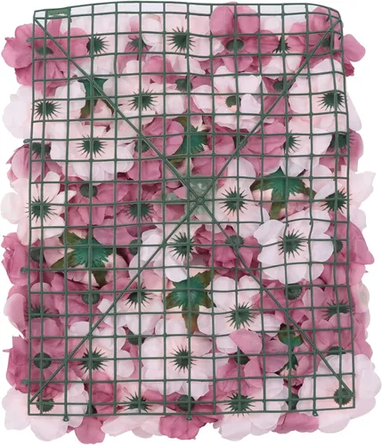 Vista 7 de OUKANING Paquete de 6 paneles de pared de rosas artificiales de seda para fiestas, bodas, flores, telón de fondo de pared para escenario del hogar
