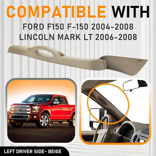 Vista 2 de Manija de Moldura Interior del Pilar A Lado Izquierdo del Conductor Compatible con Ford F150 F-150 2004-2008 Lincoln Mark LT 2006-2008 Panel