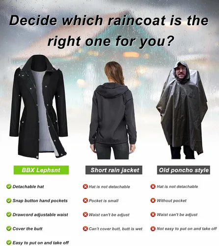 Vista 5 de BBX Lephsnt Impermeable ligero para mujer. Impermeable para actividades en exteriores.