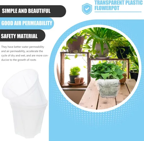 Vista 4 de Scicalife Maceta de plástico para guardería, maceta transparente para control de raíces, maceta de un galón para jardín, patio, balcón, oficina