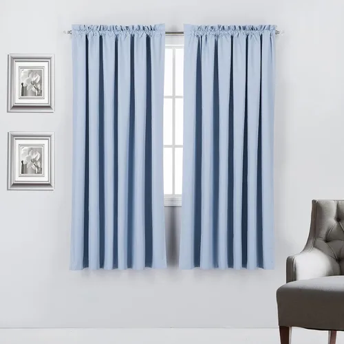 Vista 2 de Diamond Home Linens Cortinas opacas con dobladillo para cortinero de 45 pulgadas de largo para dormitorio, paneles de tratamiento de ventanas