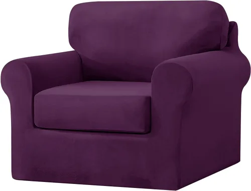 Vista 51 de UNBBRRL Fundas de sofá de 3 piezas para sofá, funda de terciopelo elástico para sillón con 1 funda de cojín de asiento y 1 funda de respaldo