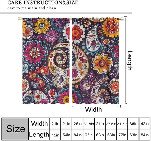 Vista 43 de Cortinas opacas con estampado de flores de cachemira, estampado de cachemira sobre fondo blanco, para decoración del hogar, cocina, restaurante