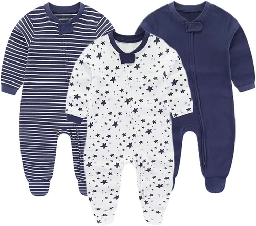 Vista 4 de Ropa unisex para bebés, paquete de 5 mamelucos de manga corta y 3 mamelucos con pies para bebé