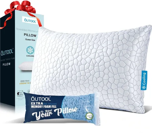 Vista 10 de QUTOOL CertiPUR-US - Juego de 1 almohadas refrescantes mejoradas para dormir, de espuma viscoelástica triturada, tamaño estándar, para personas que