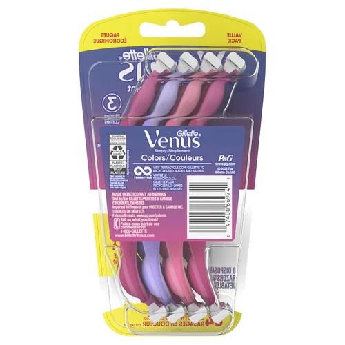 Vista 8 de Gillette Venus Simply3 Maquinillas de afeitar desechables para mujer, 8 unidades, diseñadas para un afeitado cercano y cómodo
