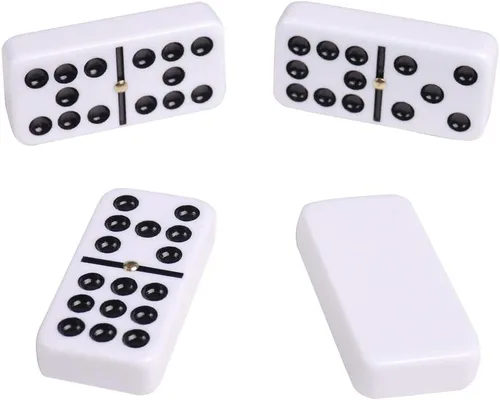 Vista 5 de Silverman & Co. Juego de dominó blanco grande Double 9 - Estuche marrón