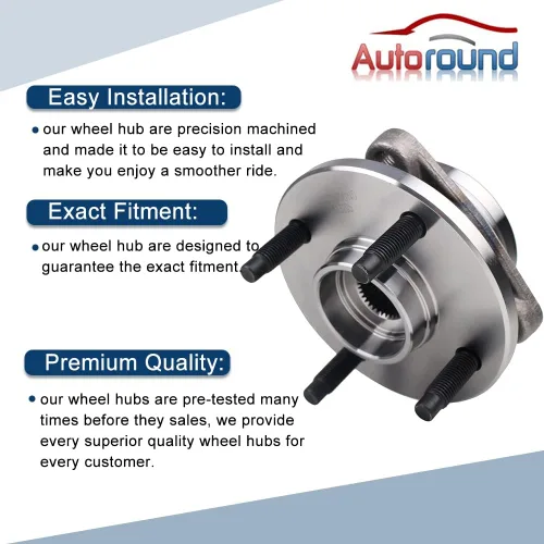 Vista 5 de Autoround Conjunto de buje y rodamiento de rueda delantera de 4 pernos sin ABS 513205 compatible con Chevy Cobalt 2005-2010, Saturn Ion 2003-2007