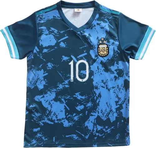 Vista 4 de BIRDBOX 2021 Argentina Away Dark Blue #10 Lionel Messi - Conjunto de camiseta y pantalones cortos de fútbol para niños, tallas juveniles