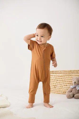 Vista 7 de BeiVSlley Paquete de 2 mamelucos de verano de manga corta para bebé, de algodón, con cremallera frontal, ropa para bebés y niños pequeños