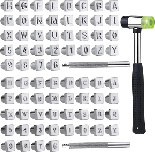 Vista 10 de Kit de estampado de cuero de 44 piezas, 36 sellos de cuero de 0.118 pulgadas con letras y números