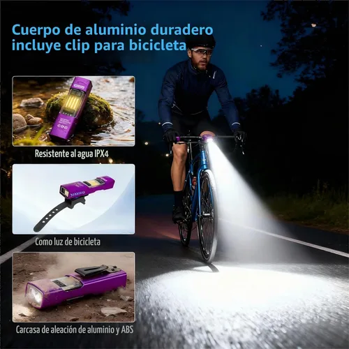 Vista 7 de Linterna EDC recargable de 365 nm con RGB, mini linterna LED magnética de 1500 lúmenes, linterna de bolsillo con memoria de modo para trabajar