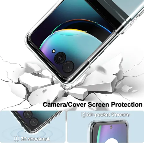 Vista 4 de Foluu Funda para Motorola Razr+ 2023, funda protectora de policarbonato duro transparente para Moto Razr+ 2023 (transparente)